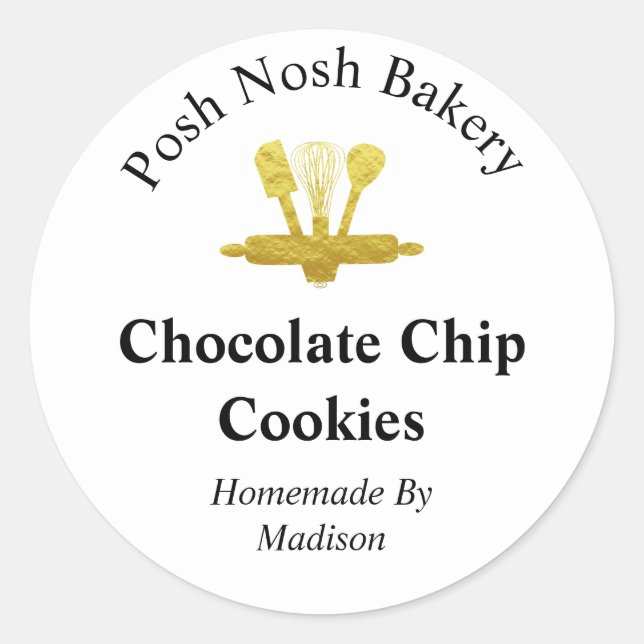 von |Goldpfeifen auf weißen Backwaren Runder Aufkleber (Vorderseite)