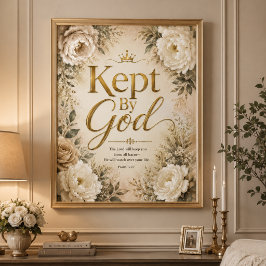 Von Gott Bewahrt Gold & Weiß Bibelvers Wandkunst Poster
