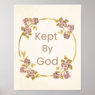 "Von Gott Bewahrt" Lila und Gold Kreisförmiges Flo Poster