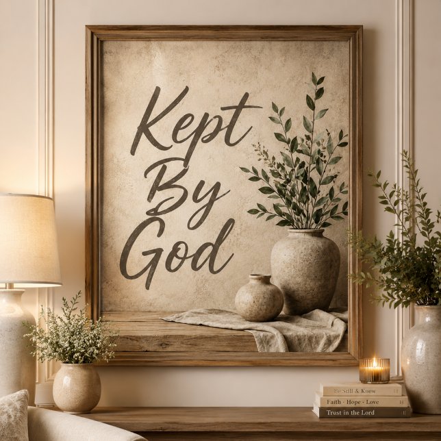 Von Gott Bewahrt Neutrale Rustikale Wandkunst Poster (Von Creator hochgeladen)