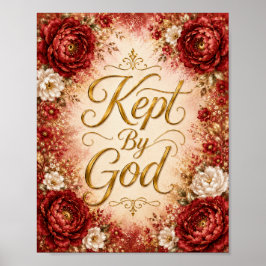 Von Gott Bewahrte Rote & Weiße Florale Wandkunst Poster