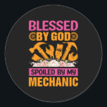 Von Gott durch meinen Mechanismus Runder Aufkleber<br><div class="desc">Von Gott durch meinen Mechanismus</div>