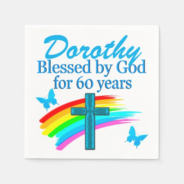 VON GOTT FÜR 60. PERSONALISIERTE NAPKINS GESCHLOSS SERVIETTE (Vorderseite)