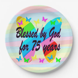 VON GOTT FÜR 75 JAHRE PAPIER-TELLER GESCHLAGEN PAPPTELLER