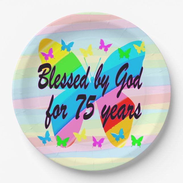 VON GOTT FÜR 75 JAHRE PAPIER-TELLER GESCHLAGEN PAPPTELLER (Vorderseite)