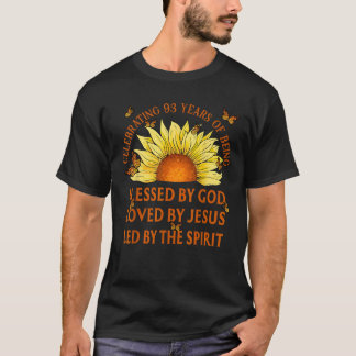 Von Gott für 93 Jahre gesegnet Sunflower Christian T-Shirt
