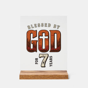 Von Gott gesegnet 7 Jahre Vintage Christliches T-S Acrylschild