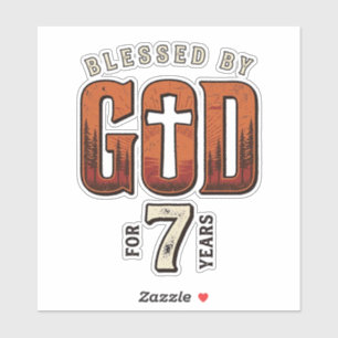 Von Gott Gesegnet 7 Jahre Vintage Christliches T-S Aufkleber