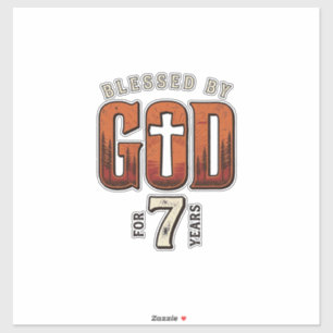 Von Gott gesegnet 7 Jahre Vintage Christliches T-S Aufkleber