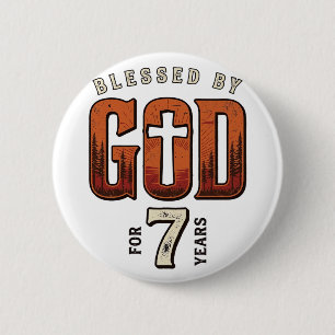 Von Gott gesegnet 7 Jahre Vintage Christliches T-S Button