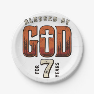Von Gott gesegnet 7 Jahre Vintage Christliches T-S Pappteller