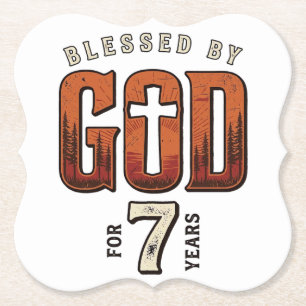 Von Gott Gesegnet 7 Jahre Vintage Christliches T-S Untersetzer