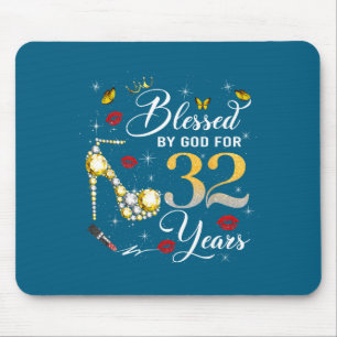 Von Gott gesegnet für 32-jährige Frauen 32. Geburt Mousepad