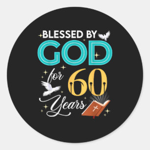 Von Gott gesegnet für 60 Jahre alt 60. Geburtstag Runder Aufkleber