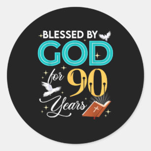 Von Gott gesegnet für 90 Jahre alt 90. Geburtstag Runder Aufkleber