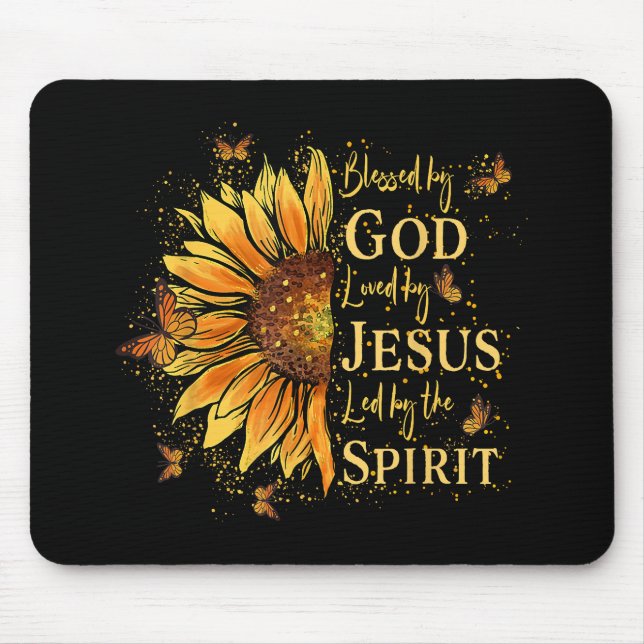 Von Gott gesegnet - von Jesus geliebt, Sonnenblume Mousepad (Vorne)