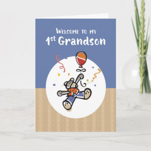 Von Großvater First Grandson New Baby Willkommen Karte