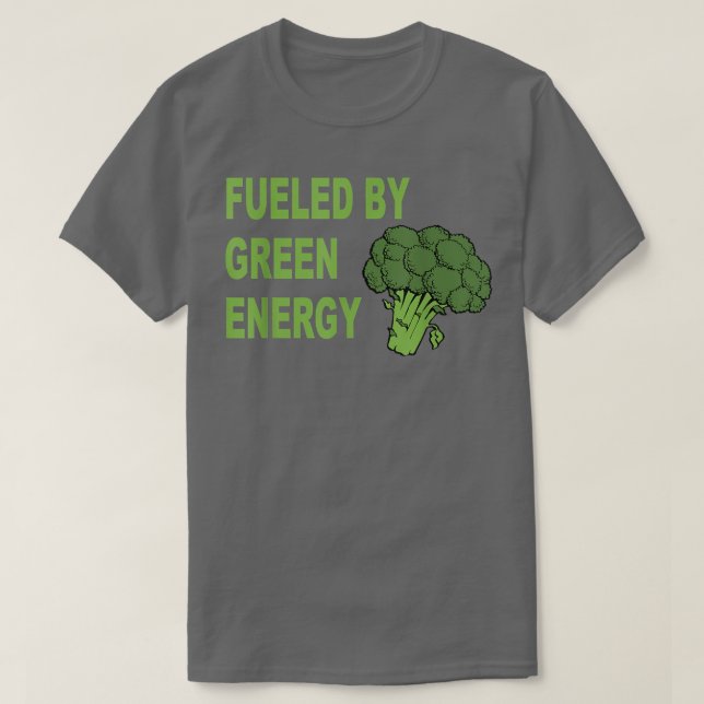 Von Grüner Energie gespeist Vegetarier oder Vegan T-Shirt (Design vorne)