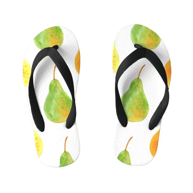 Von Hand gezeichnet Birnen, Aquarellbilder Kinderbadesandalen (Fußbett)