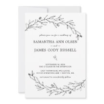 Von Hand Gezeichnet Botanische Schwarz-Weiß-Hochze