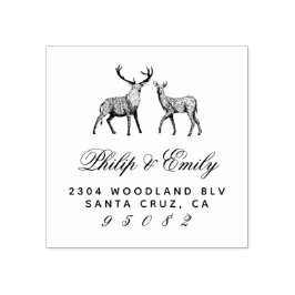 Von Hand gezeichnet Buck & Doe Wedding Rücksendead Gummistempel