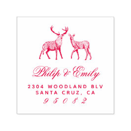 Von Hand gezeichnet Buck & Doe Wedding Rücksendead Permastempel
