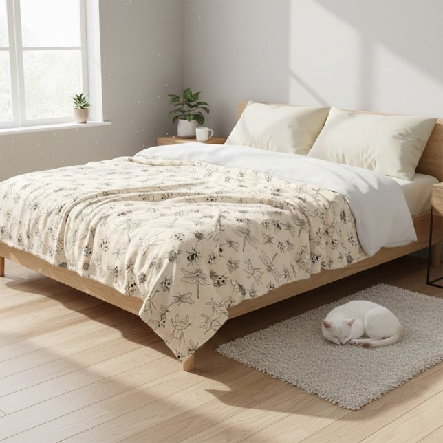 Von Hand Gezeichnet Cartoon-Insekten-Muster-Kehlko Fleecedecke (Von Creator hochgeladen)