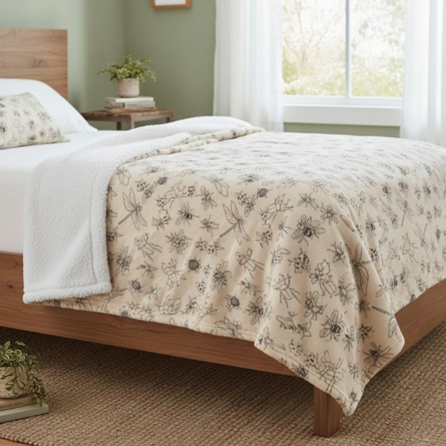 Von Hand Gezeichnet Cartoon-Insekten-Muster-Kehlko Sherpadecke (Von Creator hochgeladen)