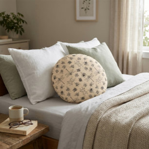 Von Hand Gezeichnet Cartoon-Insektenmuster Rundes Kissen