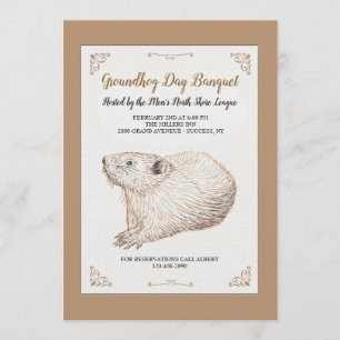 Von Hand gezeichnet Einladungen zum Groundhog Day