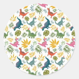 Von Hand gezeichnet Geburtstagsparty von Dinosauri Runder Aufkleber