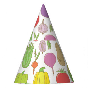 Von Hand gezeichnet Gemüse, Vintag doodle Hintergr Partyhütchen