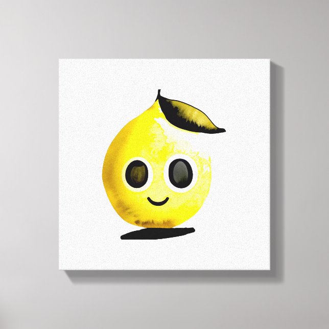Von Hand Gezeichnet Lemon Emoji-Stretchkanvas druc Leinwanddruck (Vorderseite)