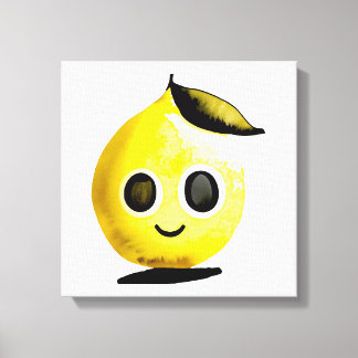 Von Hand Gezeichnet Lemon Emoji-Stretchkanvas druc Leinwanddruck