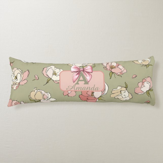 Von Hand Gezeichnet Peony Pattern Seitenschläferkissen (Vorderseite)