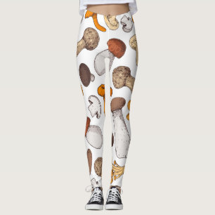 Von Hand gezeichnet Pilze: Nahrungshintergrund. Leggings
