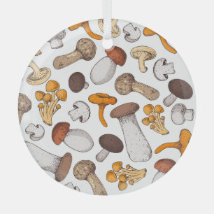 Von Hand gezeichnet Pilze: Nahrungshintergrund. Ornament Aus Glas