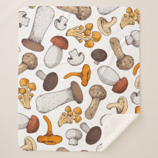 Von Hand gezeichnet Pilze: Nahrungshintergrund. Sherpadecke