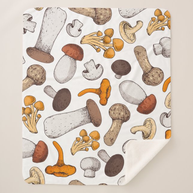 Von Hand gezeichnet Pilze: Nahrungshintergrund. Sherpadecke (Vorderseite)