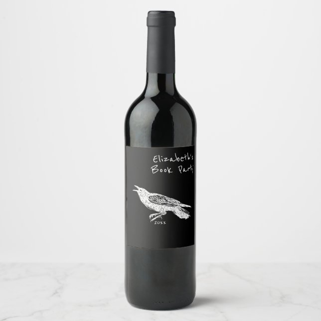 von Hand Gezeichnet, Raven Weinetikett (Vorderseite)