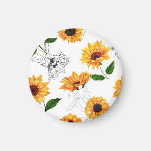 Von Hand gezeichnet Sonnenblumen: lebendiges gelbe Magnet