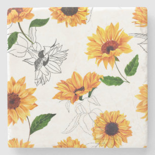 Von Hand gezeichnet Sonnenblumen: lebendiges gelbe Steinuntersetzer
