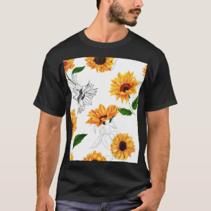 Von Hand gezeichnet Sonnenblumen: lebendiges gelbe T-Shirt