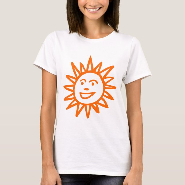 Von Hand gezeichnet Sun Motif - Orange T-Shirt (Vorderseite)