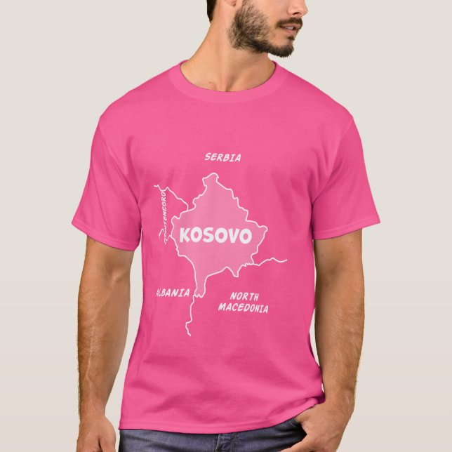 Von Hand gezeichnet, weiße Linienkarte des Kosovo  T-Shirt (Vorderseite)