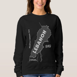 Von Hand gezeichnet, weiße Linienkarte von Libanon Sweatshirt