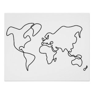 Von Hand gezeichnet Weltkarte Poster