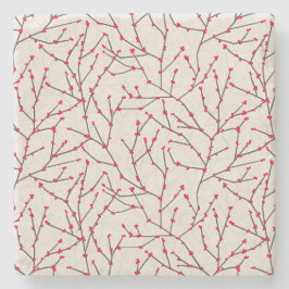 Von Hand gezeichnet Winterberry Branches Holiday Steinuntersetzer