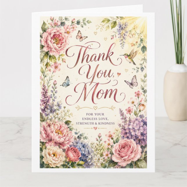 Von Herzen Danke Mama Blumengarten Karte (Vorderseite)