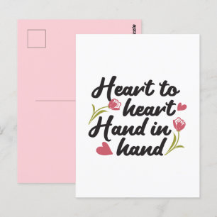 Von Herzen zu Herzen, von Hand zu Hand - Romantisc Postkarte